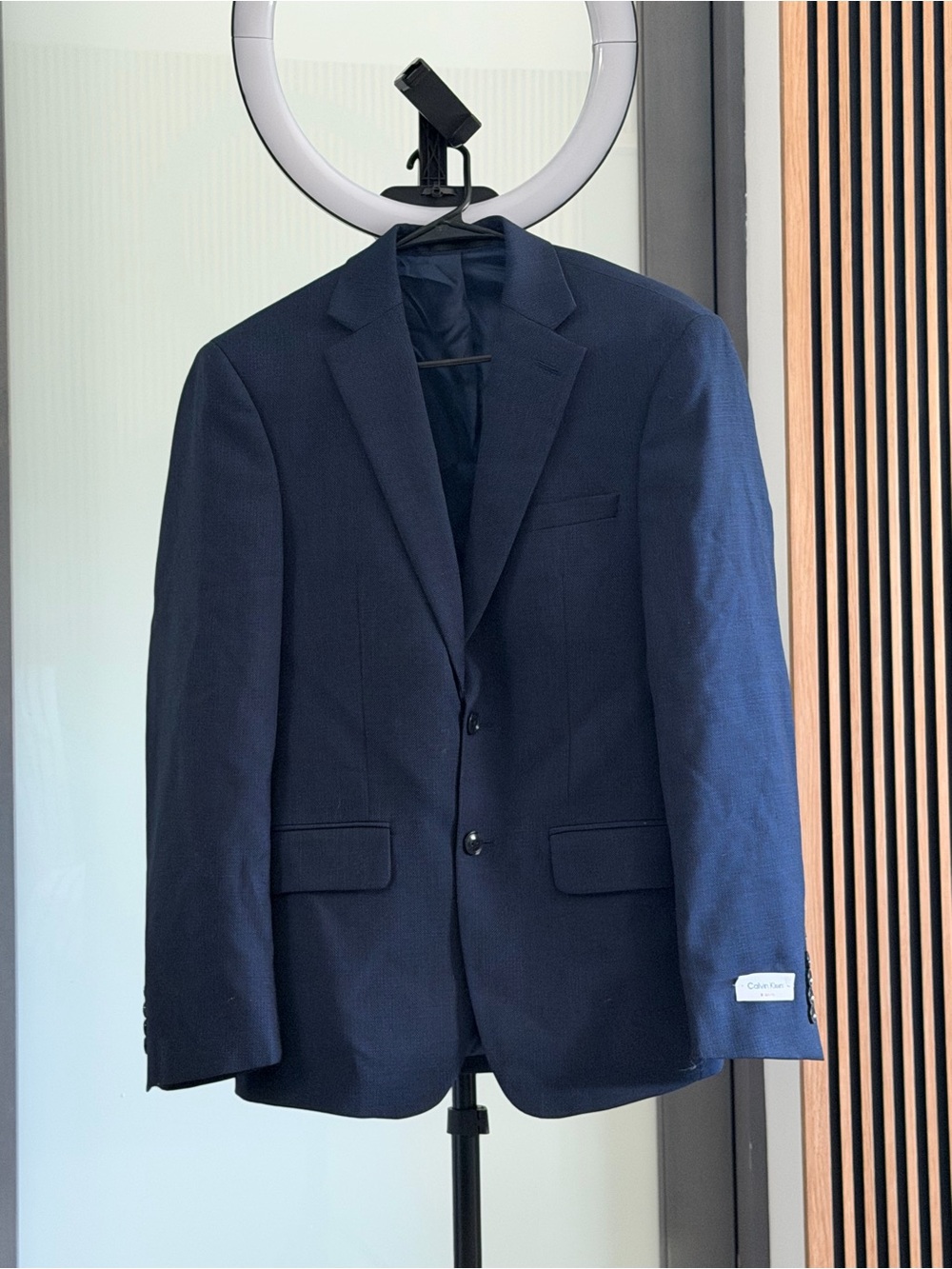 Calvin Klein Malbin Men’s 36S Wool Slim Fit Blue Charcoal Blazer NWT